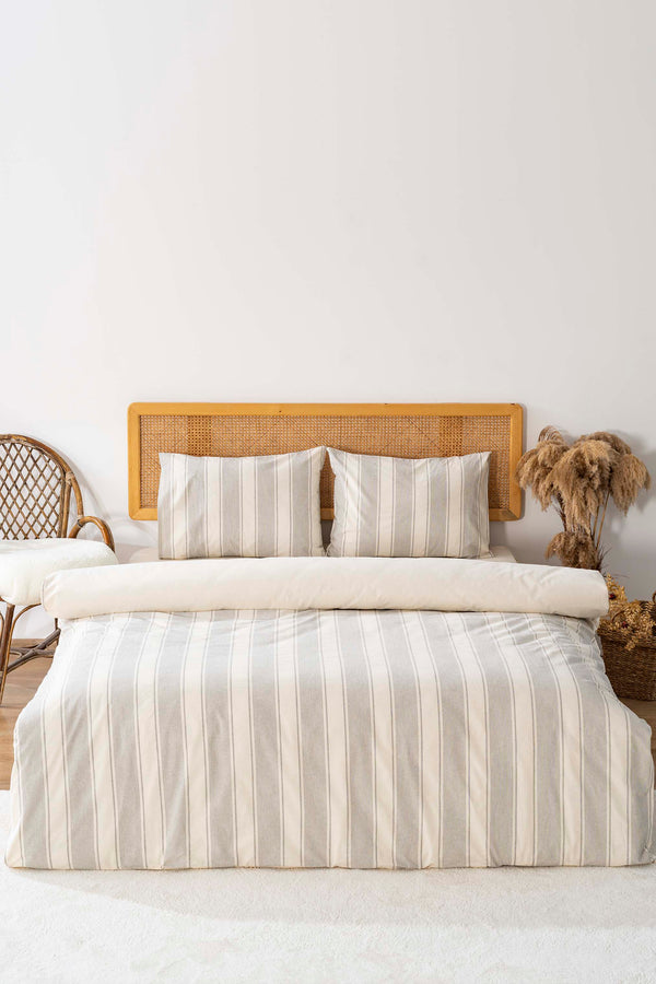 Nenas Anthracite Double Bed Duvet Cover Set 4 Pieces 100% Cotton