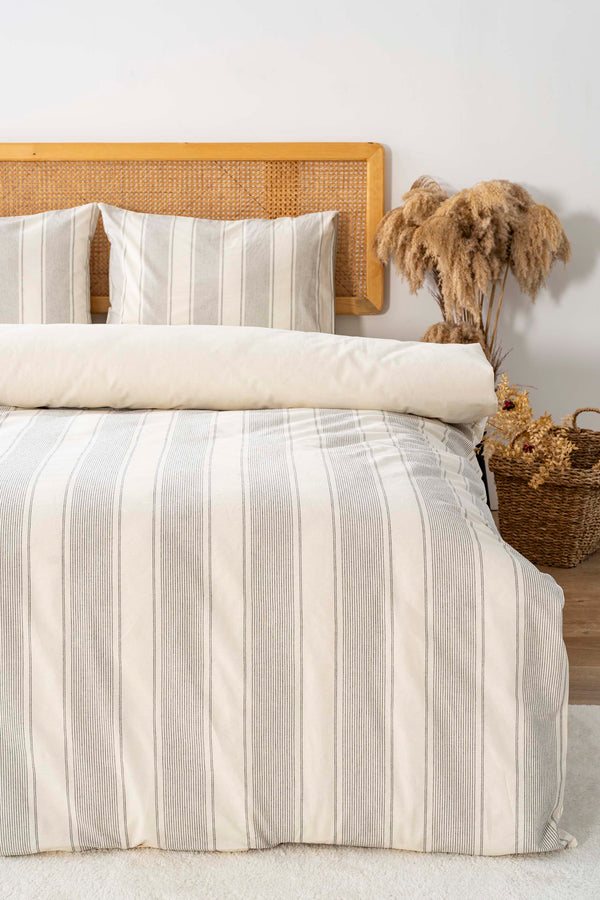 Nenas Anthracite Double Bed Duvet Cover Set 4 Pieces 100% Cotton