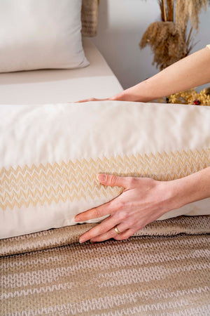 Alina Cappuccino Embroidered Double Bed Duvet Cover Set with Quilt - 8 Piece Bridal Set