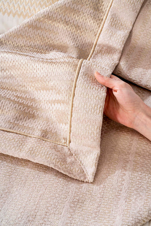 Alina Cappuccino Embroidered Double Bed Duvet Cover Set with Quilt - 8 Piece Bridal Set