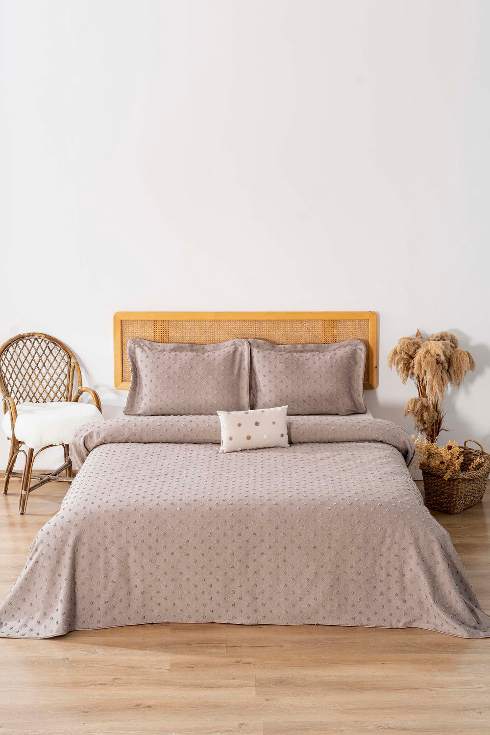 Talya Vizon Punch Embroidered Double Bedspread Set 4 Pieces Sleep & Dowry Set