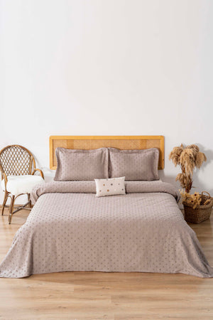 Talya Vizon Punch Embroidered Double Bedspread Set 4 Pieces Sleep & Dowry Set