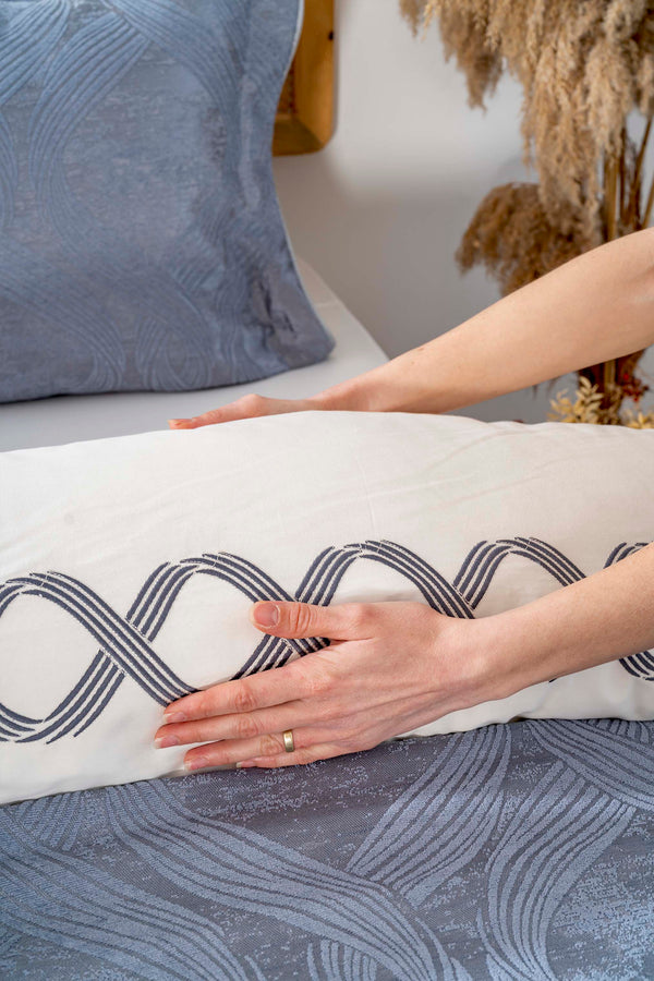 Asia Blue Embroidered Double Bed Duvet Cover Set - 8 Piece Dowry Set