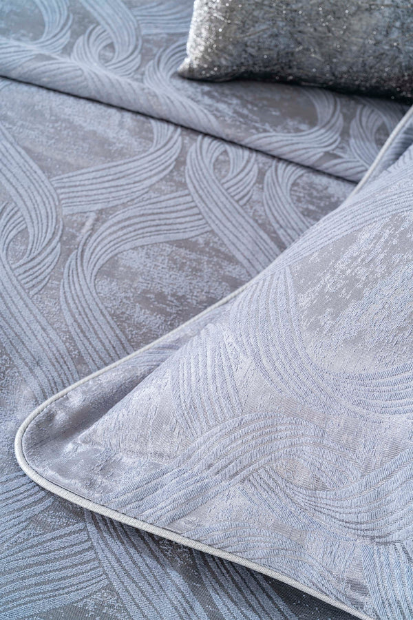 Asia Blue Embroidered Double Bed Duvet Cover Set - 8 Piece Dowry Set