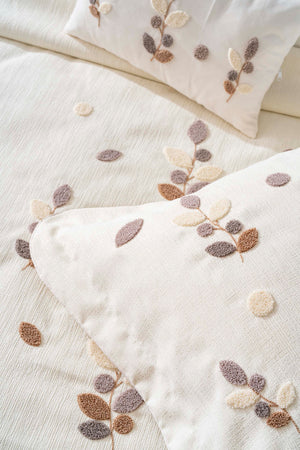 Nova Cream Punch Embroidered Double Duvet Cover and Bedspread Set - 8 Piece Bridal Set