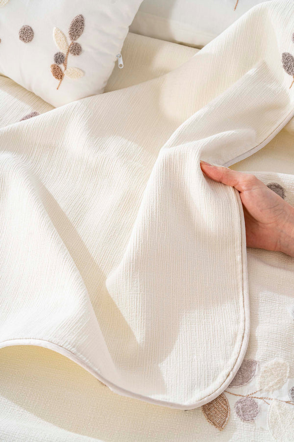 Nova Cream Punch Embroidered Double Duvet Cover and Bedspread Set - 8 Piece Bridal Set