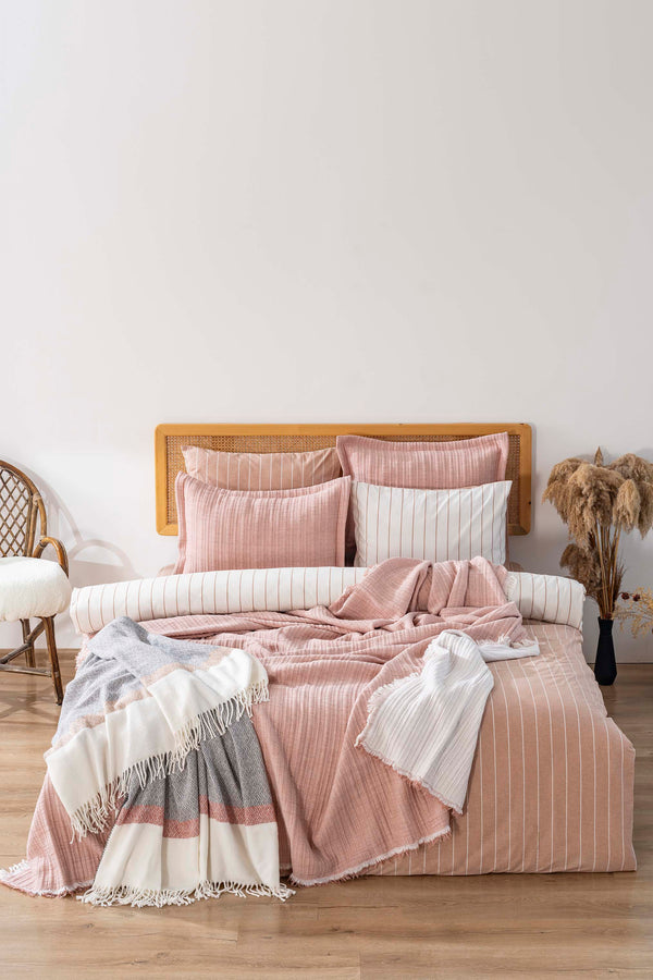 Effect Pudra Double Bedspread with Duvet Cover - 8 Piece Bridal Set