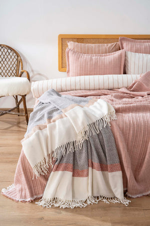 Effect Pudra Double Bedspread with Duvet Cover - 8 Piece Bridal Set