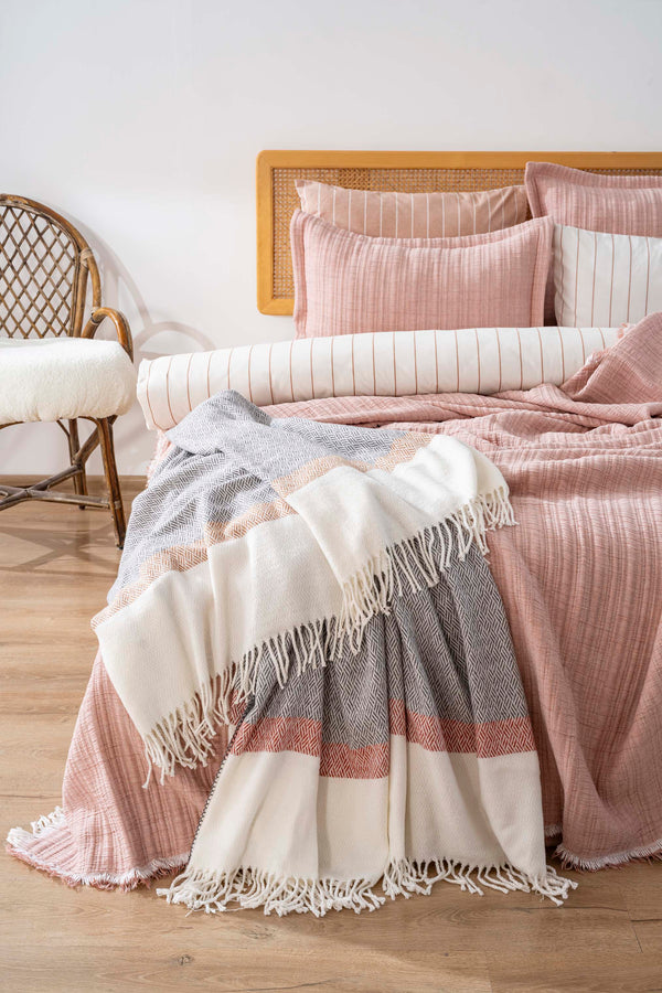 Effect Pudra Double Bedspread with Duvet Cover - 8 Piece Bridal Set