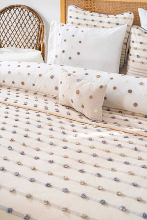 Harmony Cream Double Embroidered Duvet Cover Set - 8 Piece Bridal Set