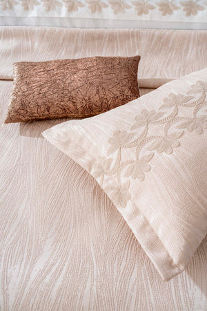 Ilay Vizon Embroidered Double Bedding Set with Duvet Cover - 8 Piece Dowry Set