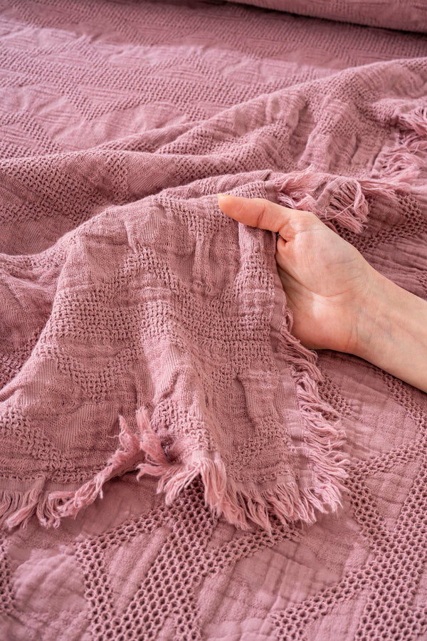 Felix Rose Embroidered Double Bed Quilt Set 4 Pieces Sleep & Dowry Set