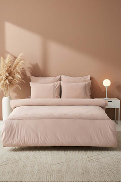 Grace Cappuccino Guipure Lace 6-Piece Bridal Duvet Set – 100% Washed Organic Cotton, Embroidered, Queen Size
