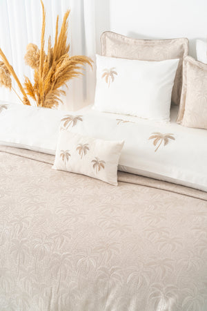 Palmiye Mink Embroidered 8-Piece Bridal/Quilt Set – Polycotton Duvet Cover, Bedspread & Sheet Set, Queen/King Size