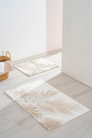 Felix Ecru 2-Piece Washable Bath Mat Set – Soft & Absorbent, 60x100 cm / 50x60 cm