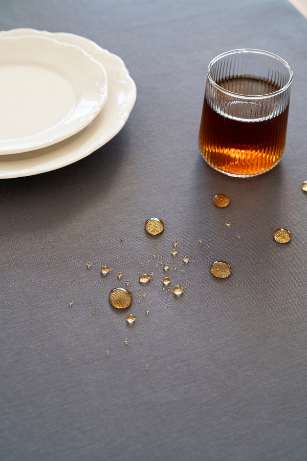 Florita Anthracite Embroidered Stain-Resistant Tablecloth(160x220 cm)