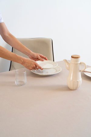 Florita Cappuccino Embroidered Stain-Resistant Tablecloth(160x220 cm)