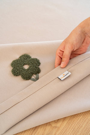 Florita Cappuccino Embroidered Stain-Resistant Tablecloth(160x220 cm)