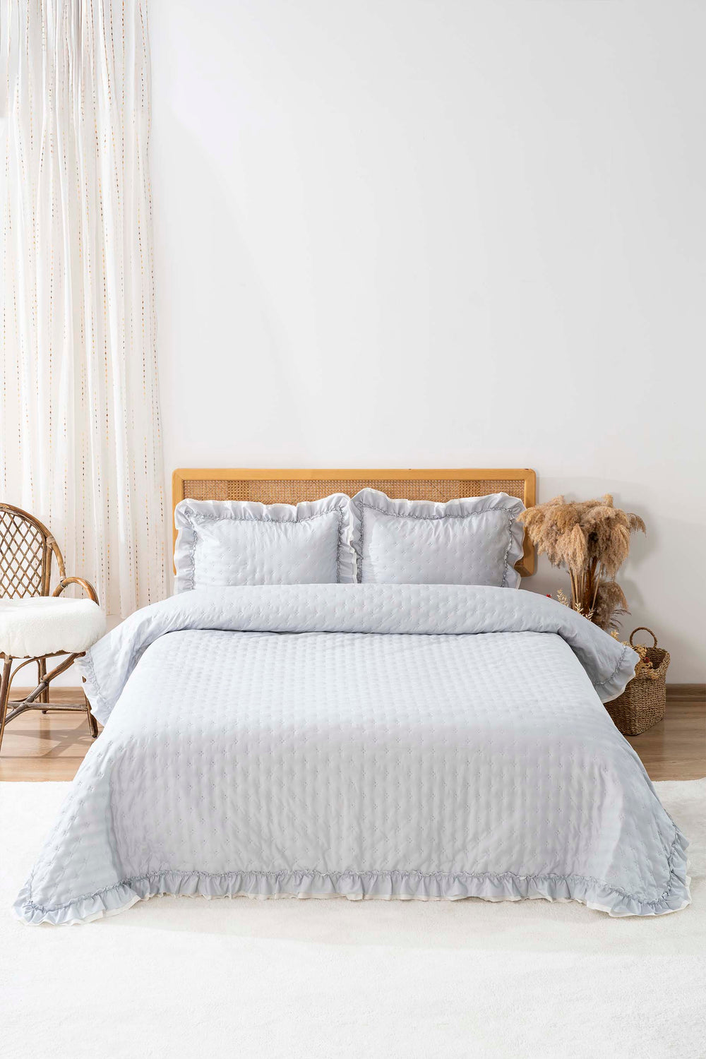 Hola Gray Double Bedspread Set 3 Pieces Sleep & Dowry Set