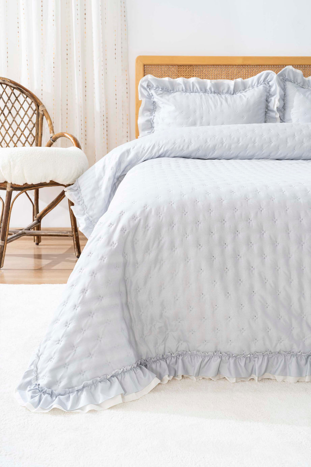 Hola Gray Double Bedspread Set 3 Pieces Sleep & Dowry Set