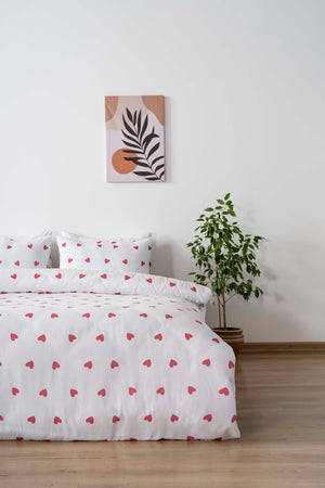 Red Heart Double Bedding Set Cotton