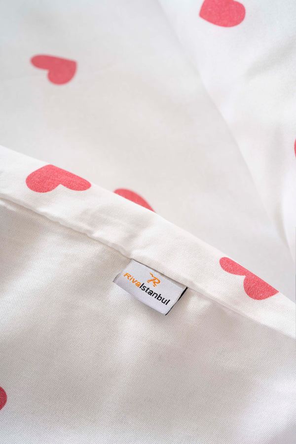 Red Heart Single Duvet Cover Set – Cotton