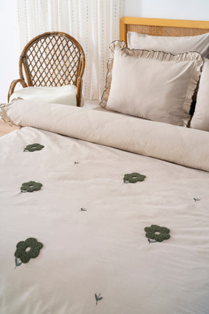 Florita Cappuccino Double Bed Embroidered Duvet Cover Set & Wedding Set 100% Cotton