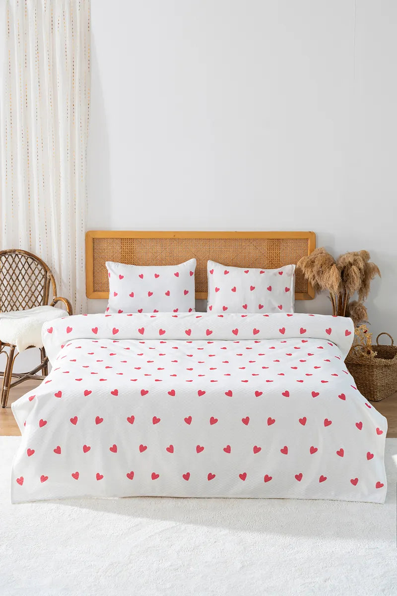 Red Heart Outlet Double Printed Bedspread 200 x 220 cm