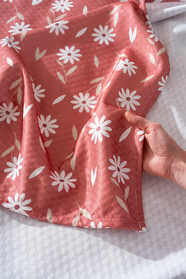 Dusty Rose Daisy Outlet Double Printed Bedspread 200 x 220 cm