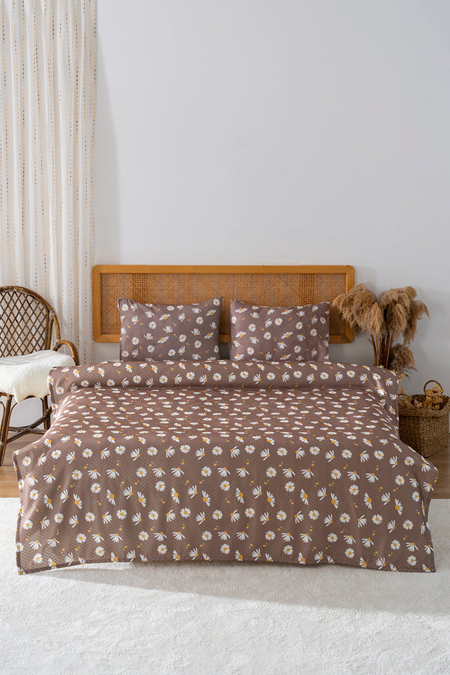 Brown Daisy Outlet Double Printed Bedspread – 200 x 220 cm