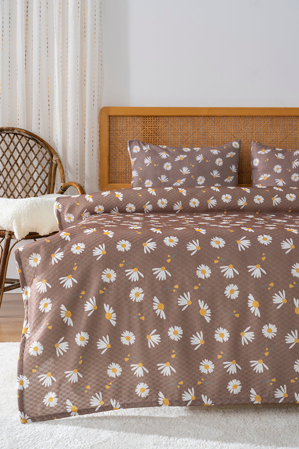 Brown Daisy Outlet Double Printed Bedspread – 200 x 220 cm