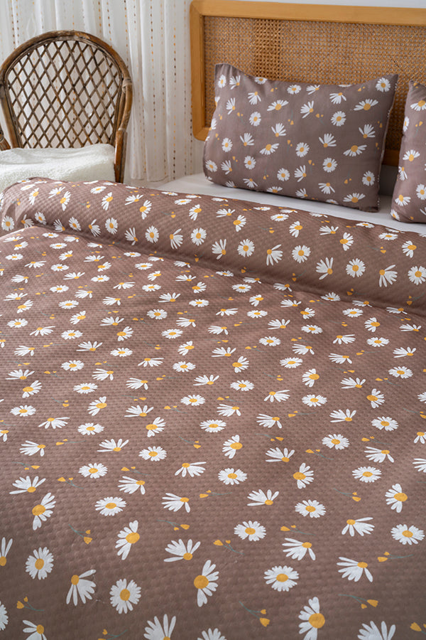 Brown Daisy Outlet Double Printed Bedspread – 200 x 220 cm