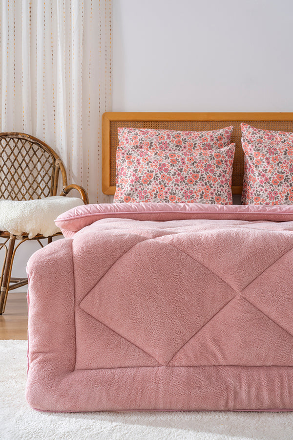 Powder Pink Loura Single-Sided Double-Sided Lux Wellsoft Quilt 155x215 cm
