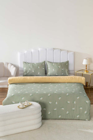 Green Daisy Single Duvet Cover Set – Cotton