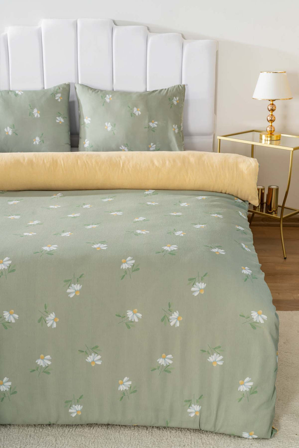 Green Daisy Single Duvet Cover Set – Cotton