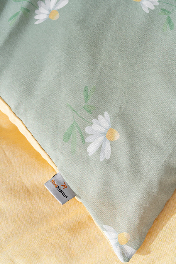 Green Daisy Single Duvet Cover Set – Cotton