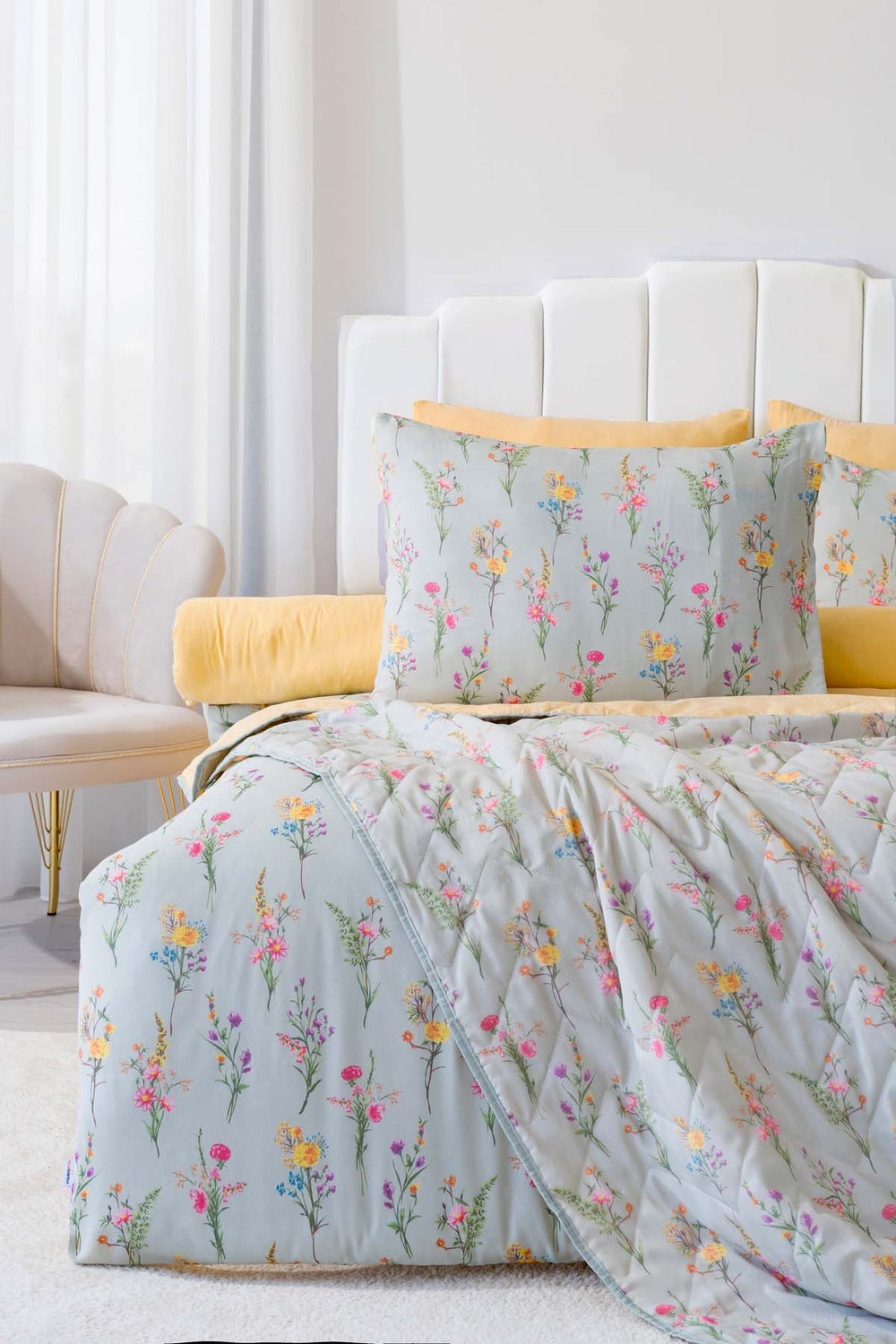 Begonvil Double 7-Piece Bridal/Quilt Set – Polycotton Duvet Cover, Bedspread & Sheet Set, King/Cal-King Size