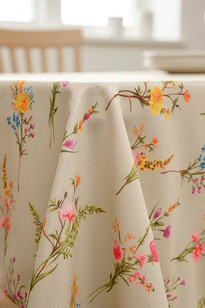 Bougainvillea Tablecloth – Casual & Wipeable Polyester, Picnic/Kitchen Use, 140x200 cm