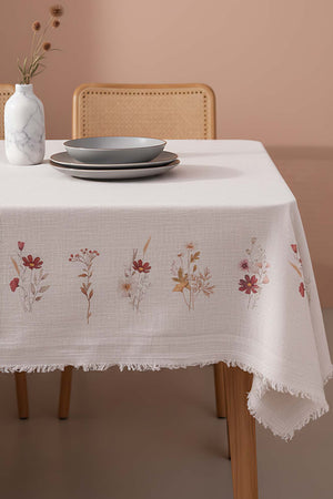 Floral Patterned 100% Cotton Tablecloth 140x200 cm