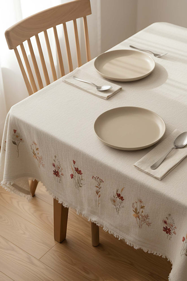 Floral Patterned 100% Cotton Tablecloth 140x200 cm