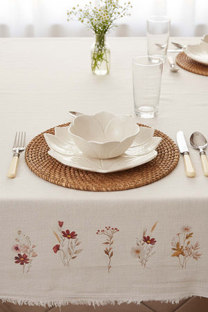 Floral Patterned 100% Cotton Tablecloth 140x200 cm