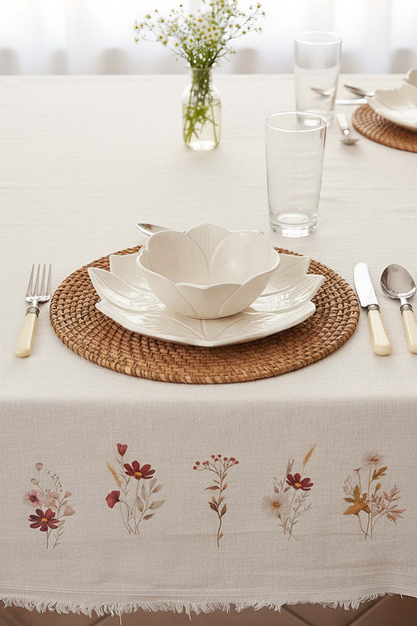 Floral Patterned 100% Cotton Tablecloth 140x200 cm