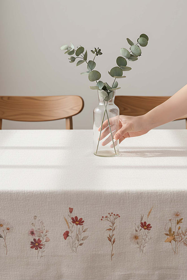 Floral Patterned 100% Cotton Tablecloth 140x200 cm