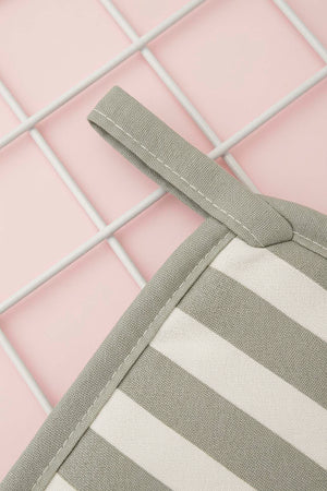 Green Striped 2-Piece Oven Glove & Pot Holder Set
