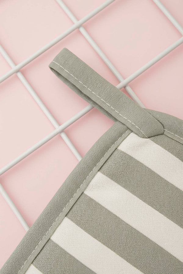 Green Striped 2-Piece Oven Glove & Pot Holder Set
