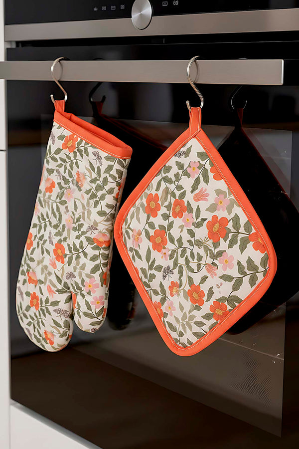Floral 2-Piece Oven Glove & Pot Holder Set