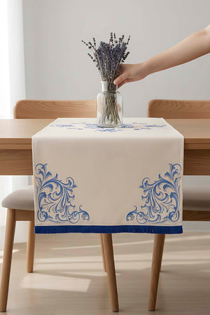 Elysian Blue Linen Table Runner – 45 x 140 cm