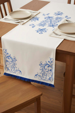 Elysian Blue Linen Table Runner – 45 x 140 cm