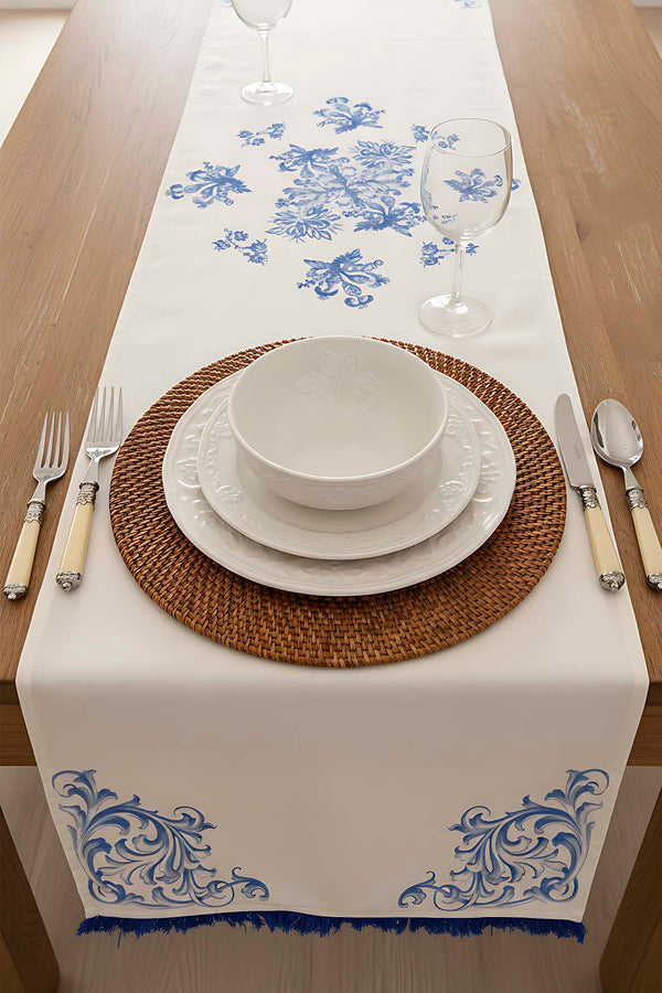Elysian Blue Linen Table Runner – 45 x 140 cm