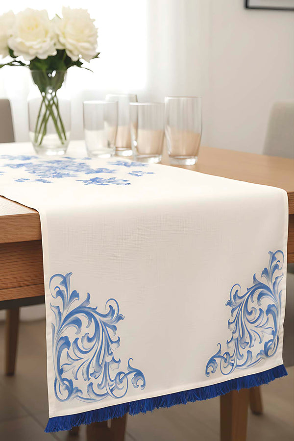 Elysian Blue Linen Table Runner – 45 x 140 cm